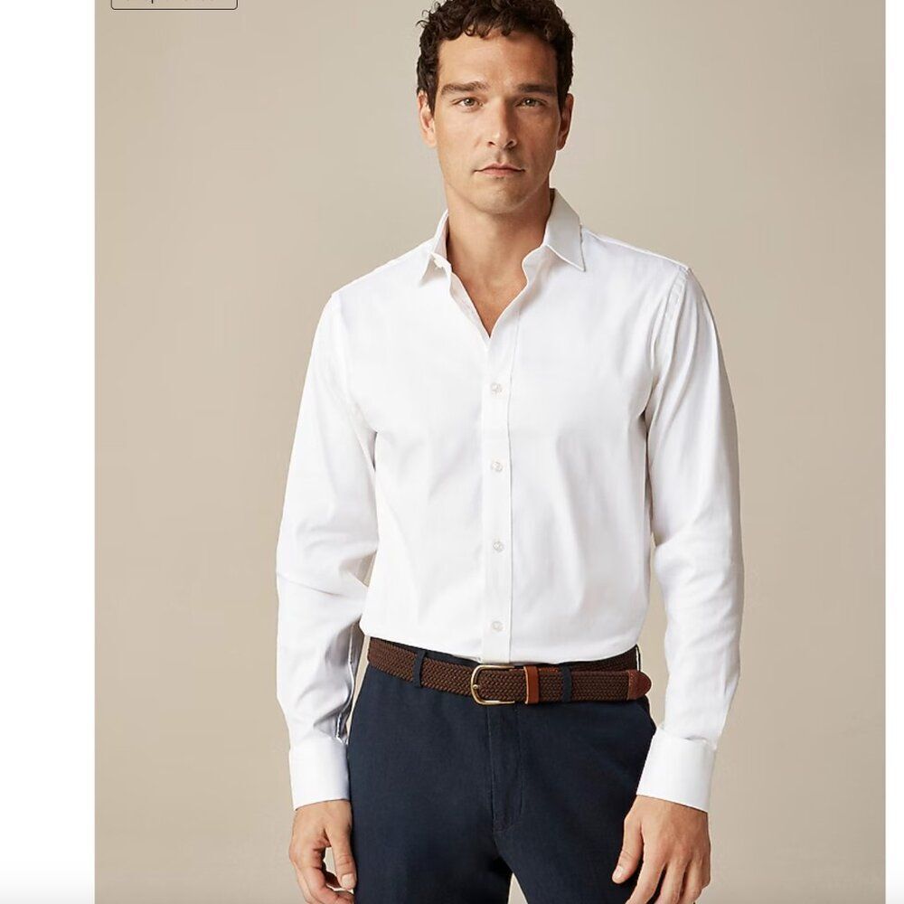 J. Crew Men's‎ White stretch dress shirt with spread collar XXL